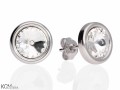 Białe okrągłe kolczyki sztyfty, kryształ Swarovski®, srebro 925