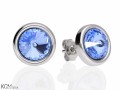 Jasne niebieskie okrągłe kolczyki sztyfty, kryształ Swarovski®, srebro 925