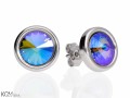 Opalizujące fioletowe okrągłe kolczyki sztyfty, kryształ Swarovski®, srebro 925