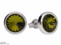 Oliwkowe zielone okrągłe kolczyki sztyfty, kryształ Swarovski®, srebro 925