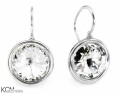 Białe kolczyki haczyki duże oczko, srebro 925, 1,2 cm okrągłe kryształy Swarovski®