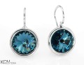 Niebieskie kolczyki haczyki duże oczko, srebro 925, 1,2 cm okrągłe kryształy Swarovski®