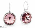 Jasne fioletowe kolczyki haczyki duże oczko, srebro 925, 1,2 cm okrągłe kryształy Swarovski®